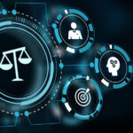 Geschäfts-, Technologie-, Internet- und Netzwerkkonzept eines Anwalts für Handelsrecht.