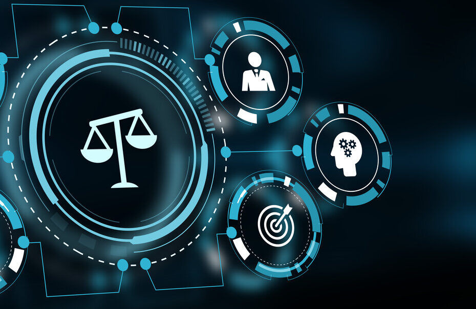 Geschäfts-, Technologie-, Internet- und Netzwerkkonzept eines Anwalts für Handelsrecht.