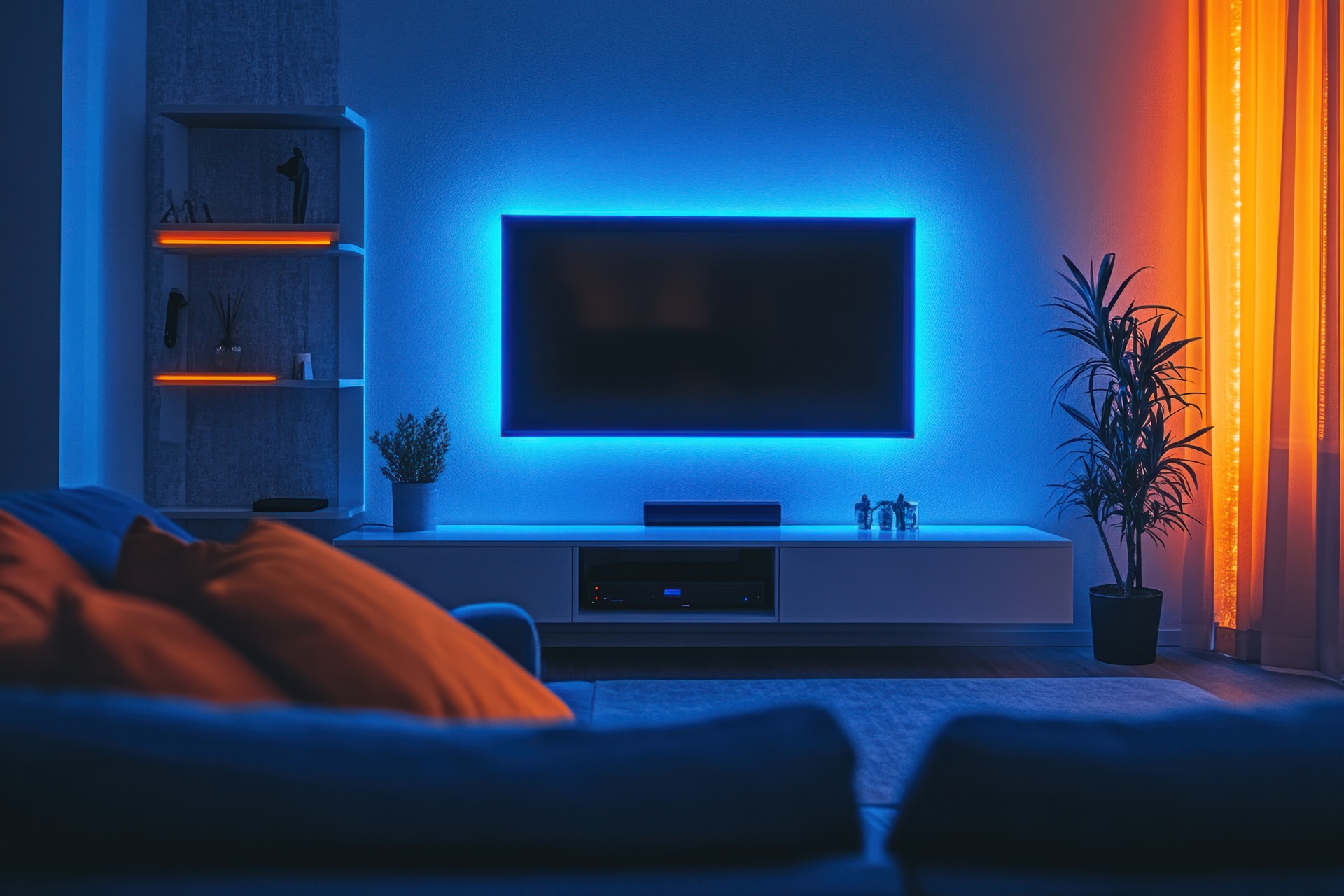 TV-Wand mit Ambiente-Licht | LED Leuchtrahmen